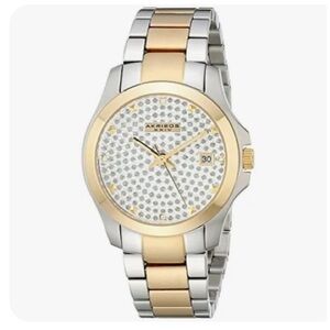 Akribos XXIV AK579TTG two toned stainless steel crystals watch
